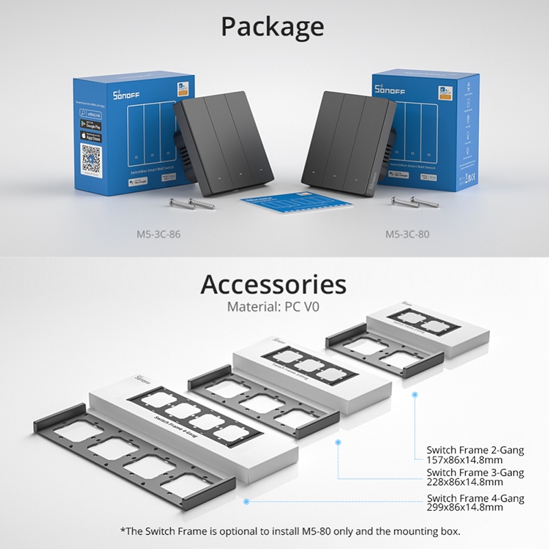 Sonoff M5 Switchman Tường Thông Minh Công Tắc EU 80/86 Loại 2/3 Băng Đảng Nhà Tự Động Hóa