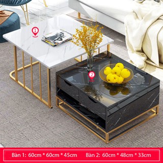 Bàn trà đôi mặt vân đá E5107 mẫu A BAT009