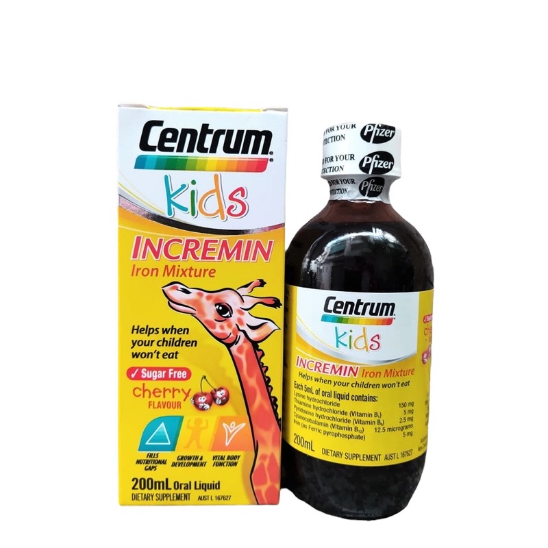 [Chính hãng Úc] Dành Cho Trẻ Biếng Ăn Siro Centrum Kids Incremin Iron Mixture Của Úc 200ml -Date mới