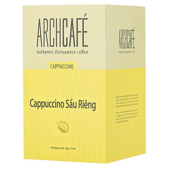 CÀ PHÊ CAPPUCHINO Dừa/ Sầu riêng/ sữa đặc ARCHCAFE 18 ~ 20G x 12gói
