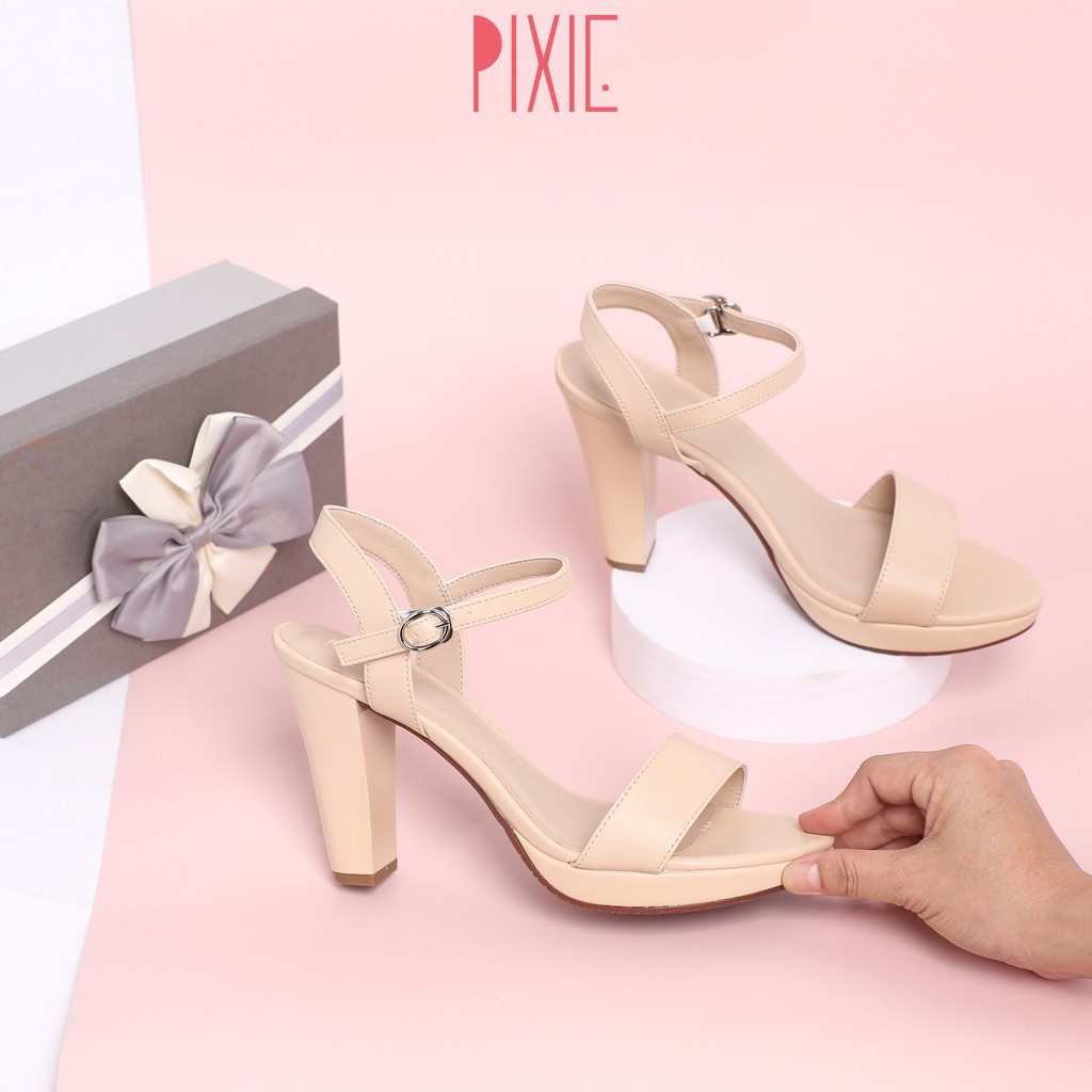 Giày Sandal Cao Gót Đúp 9cm Hở Gót Pixie X591