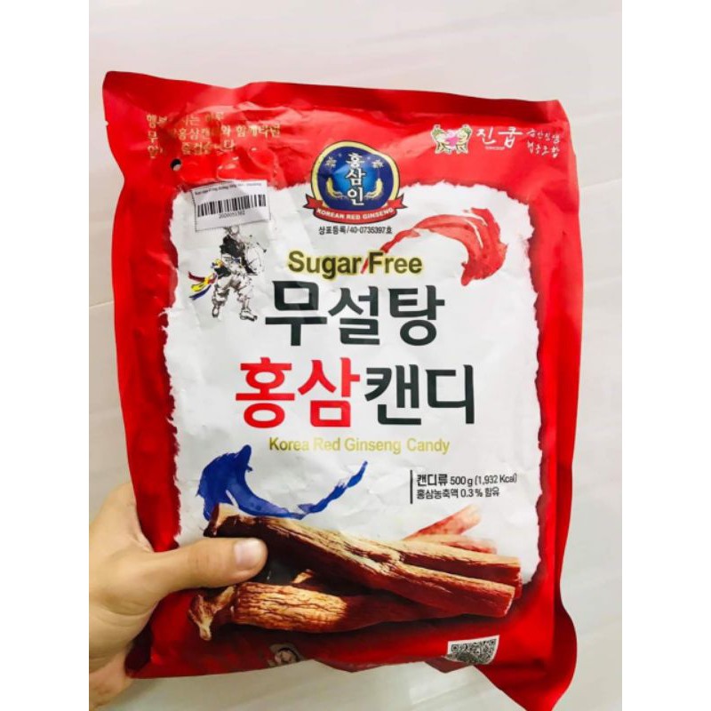 gói kẹo không đường hàn quốc 500g đỏ nhân sâm