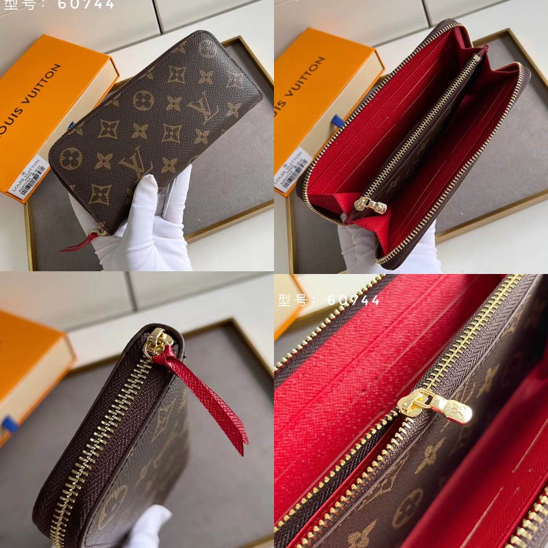 Sẵn sàng giao hàng 100% nguyên bản chính hãng Louis Vuitton LV nữ dây kéo mới Ví Clemence có hộp 60744