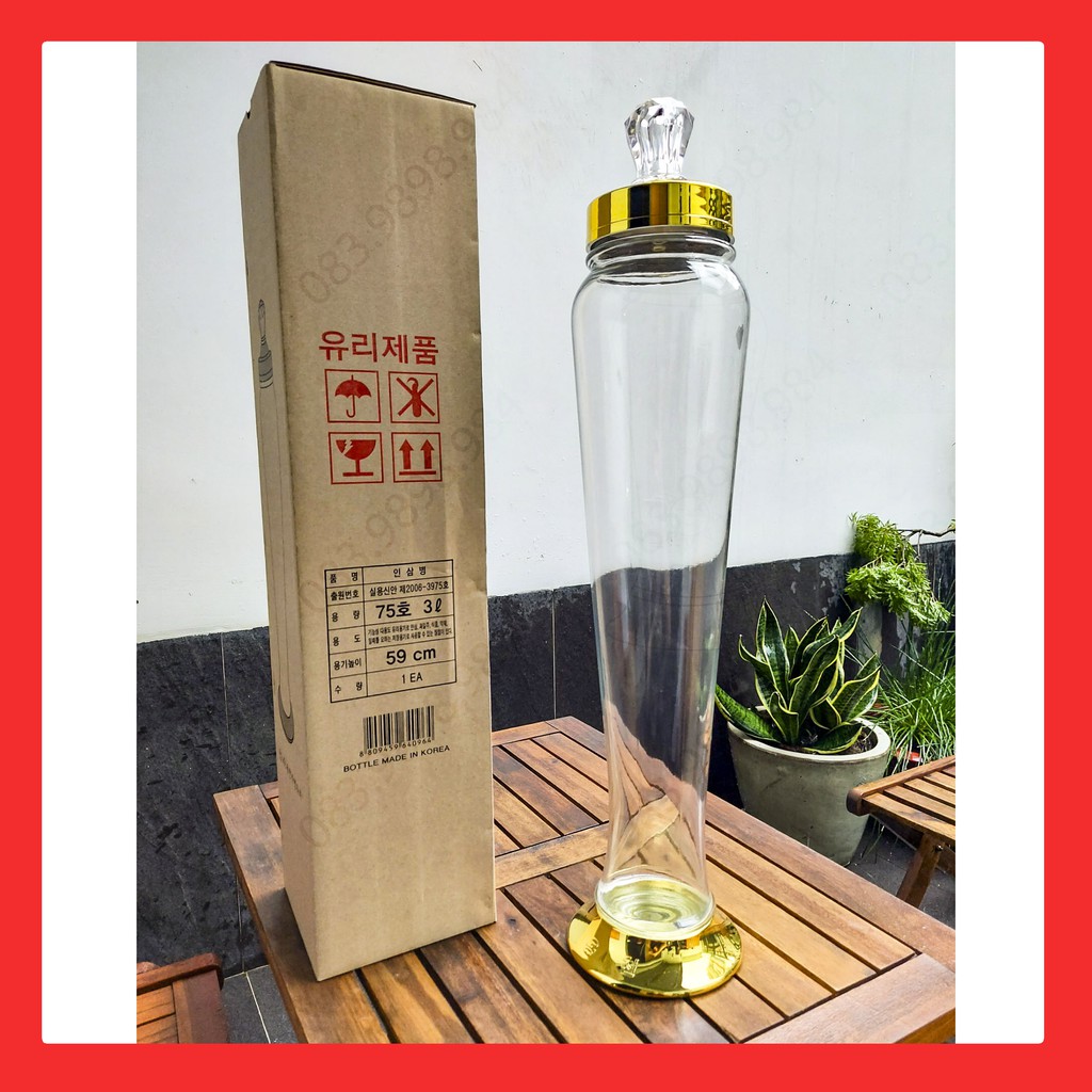 Bình thủy tinh Ngâm rượu 3L HÀN QUỐC YongCheon hình Trụ(Nắp có núm) No75. Hàng cao cấp - Phóng to sâm - Bảo vệ sức khỏe.