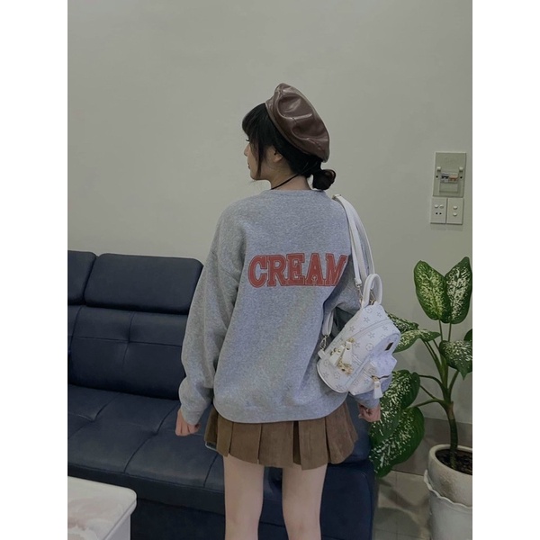 Set áo nỉ xám kèm chân váy tennis nâu có hình thật trải sàn | BigBuy360 - bigbuy360.vn