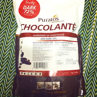 Sô-cô-la hạt nút đen 72% gói 100gr