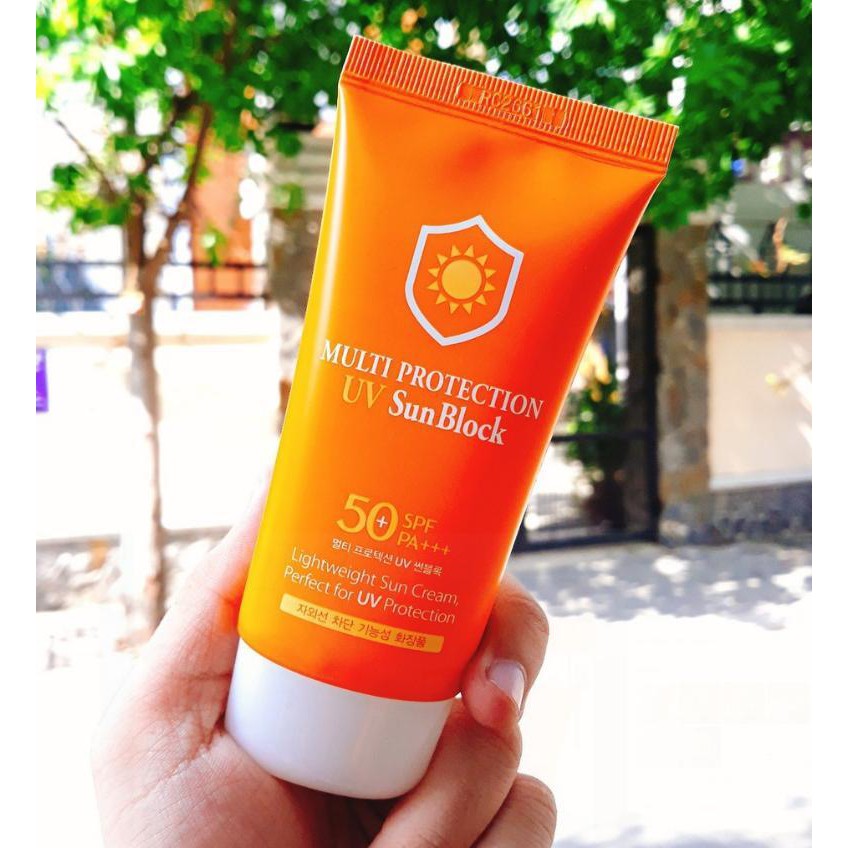 Kem chống nắng dưỡng ẩm SUN BLOCK 3W CLINIC MULTI PROTECTION UV SUN BLOCK 70ml - Hàn Quốc Chính Hãng