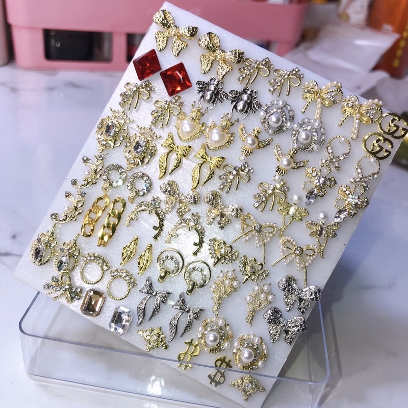 Phụ Kiện Nail - Set Mix 74 Viên Charm Cao Cấp Trang Trí Móng Không Chọn Hình
