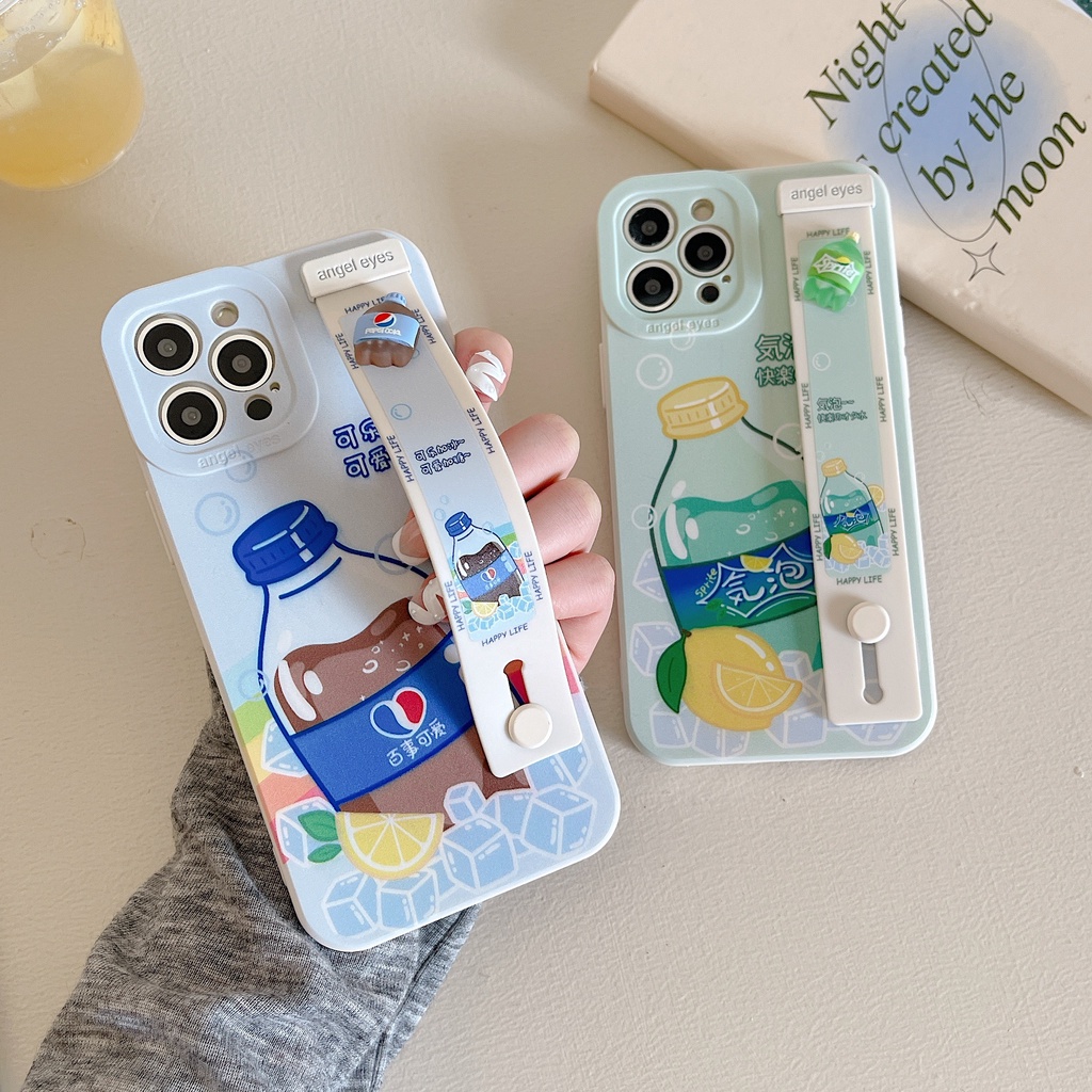 Ốp Điện Thoại Mềm Chống Rơi In Hình cola Hoạt Hình Có Quai Cầm Tay Cho Iphone 11 12 13 Pro Max X XSMAX XR 7 8PLUS