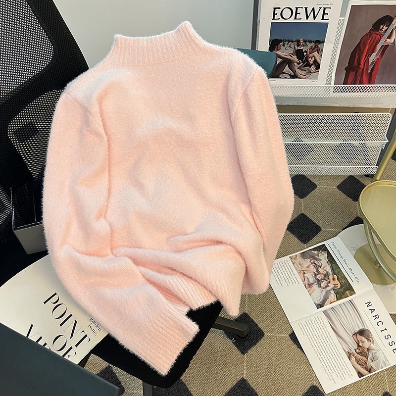 Áo sweater Dệt Kim Cổ Lọ Thời Trang Thu Đông Dễ Thương Cho Nữ