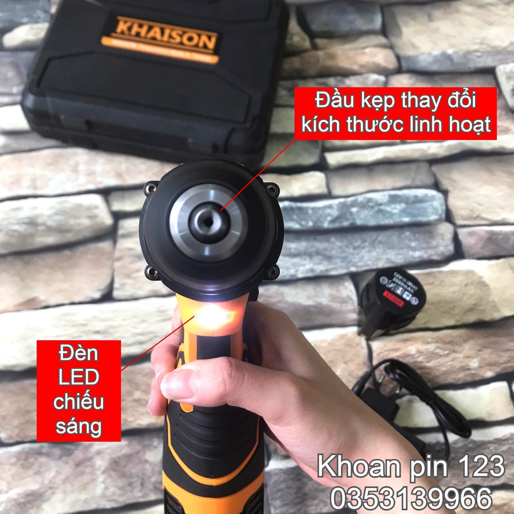 [CHÍNH HÃNG] Khoan pin 12v pin chuẩn 2A lõi đồng nguyên chất KHAISON