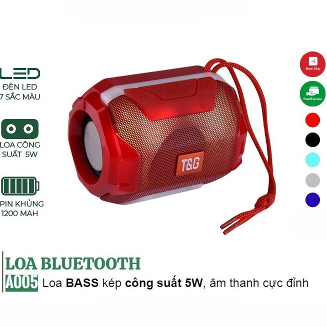 Loa Bluetooth không dây Mini Nghe Nhạc Hay A005 Có Đèn LED Nhấp Nháy Theo Nhạc Công Suất 5W Ấm Bass Mạnh