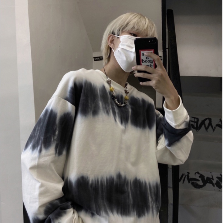 Áo sweater nam form rộng, Áo sweater nam form rộng unisex màu loang tay dài mặc nhà đi chơi thời trang ulzzang cao cấp