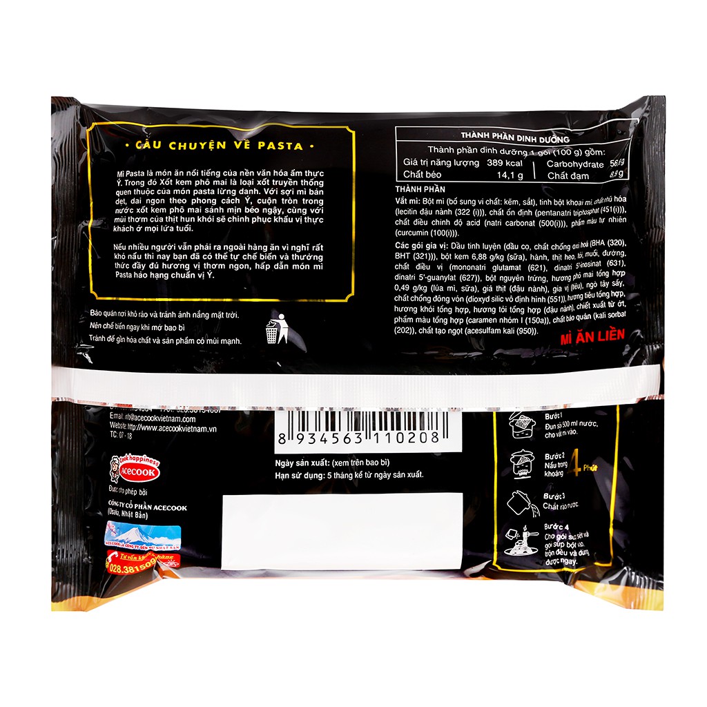 Mì Spaghetti Bistro Xốt Kem Phô Mai Kiểu Ý Gói 100G | BigBuy360 - bigbuy360.vn