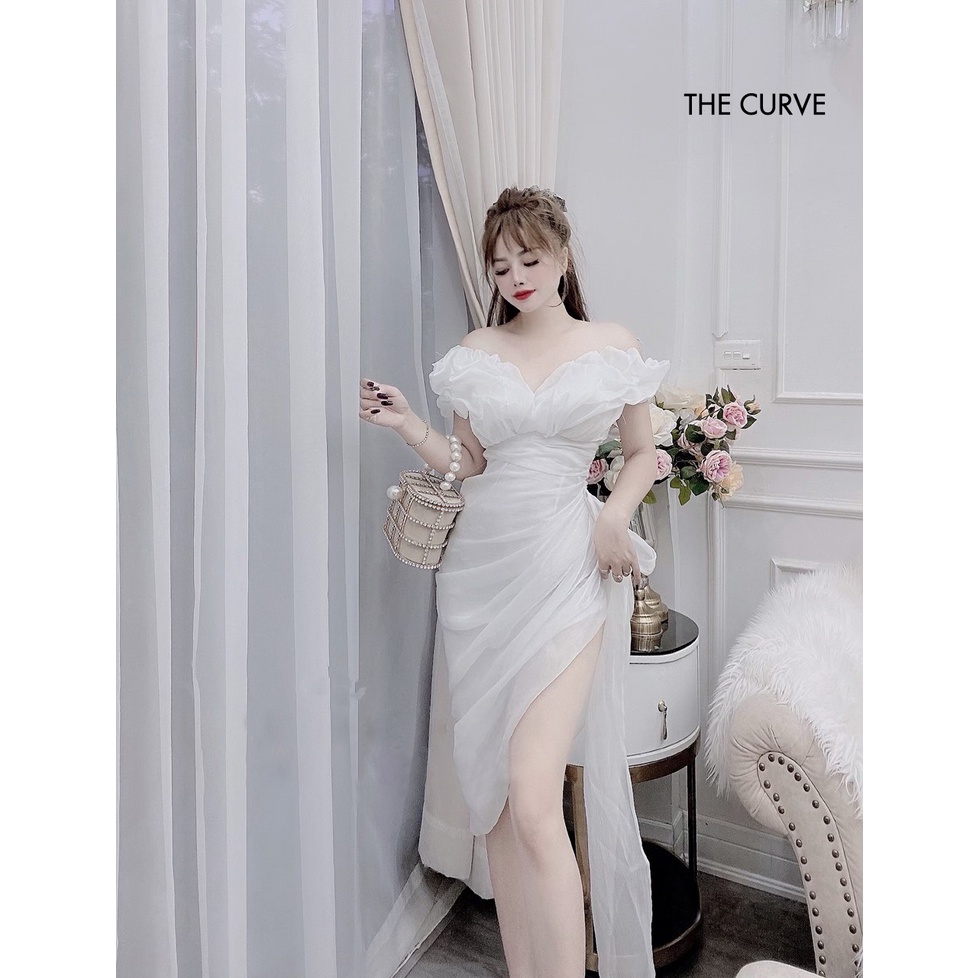 Đầm Tơ Organza Body Xẻ Tà Nơ Eo Trễ Vai Xoắn Bèo Ngực Nhún Sườn (TTO12) - 5 Màu Đen, Đỏ, Trắng, Nude, Hồng - Ảnh Thật | BigBuy360 - bigbuy360.vn