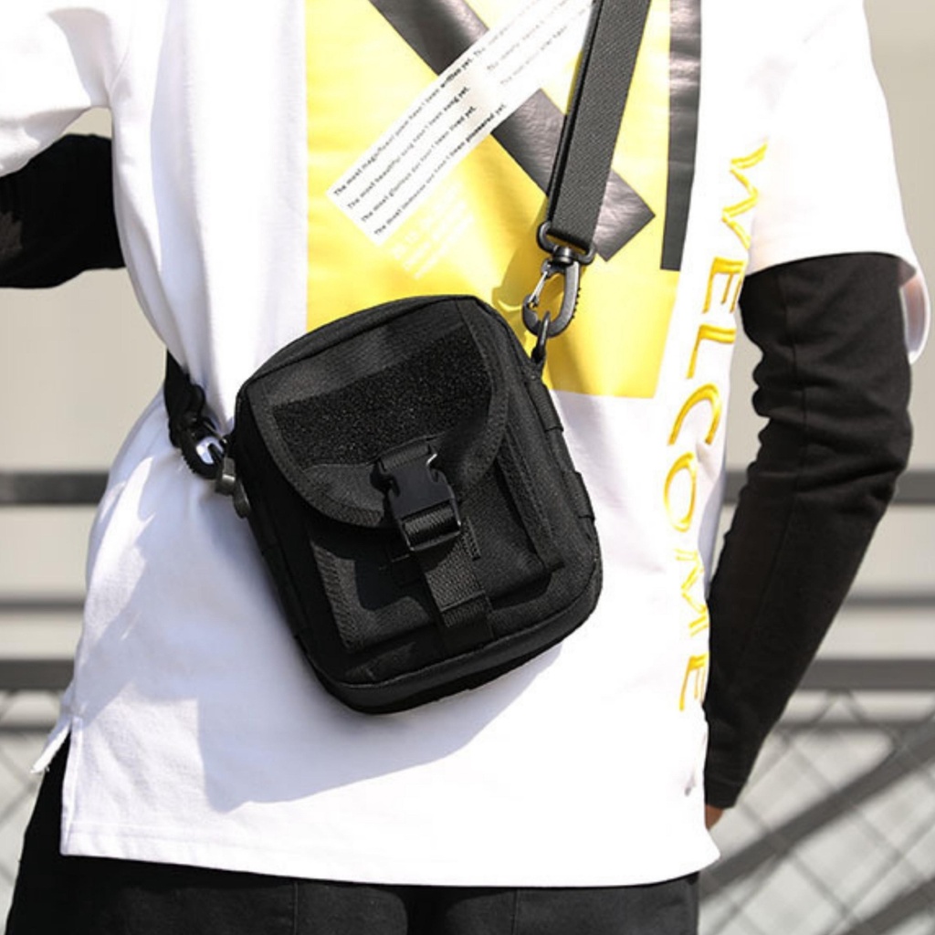 Túi Đeo Chéo Unisex Thời Trang Nam Nữ Chất Liệu Vải Polyester Dệt Trơn Cao Cấp Freeship - The Black Box