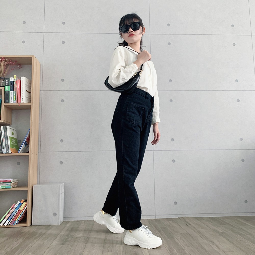 Quần jean nữ Baggy suông ống rộng 2 màu xanh đen có túi AH1503-6F7