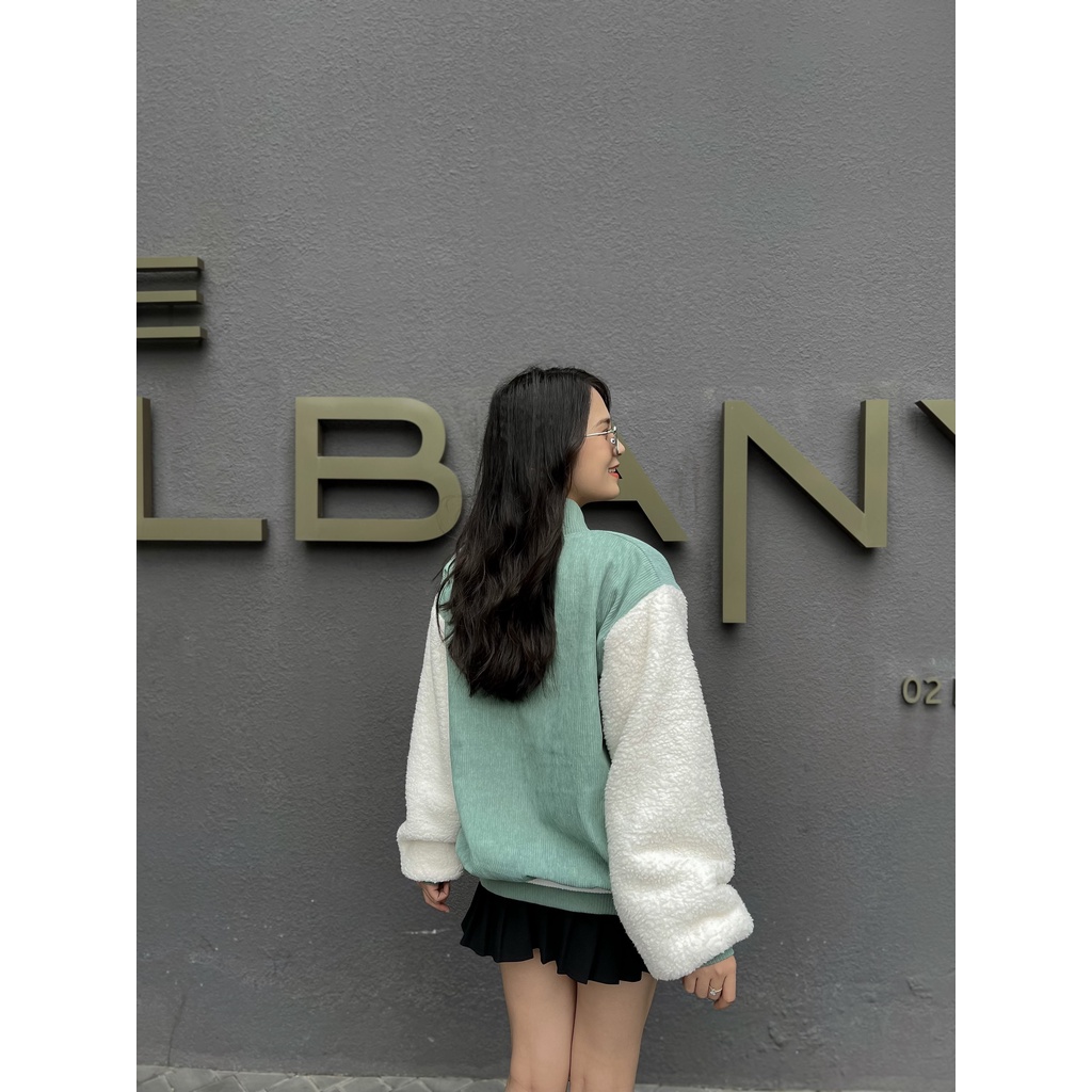 ÁO KHOÁC BOMBER UNISEX ÁO GIÓ TÂY BÔNG MLB VNXK ĐEN XANH MINT - HÀNG CHUẨN VNXK