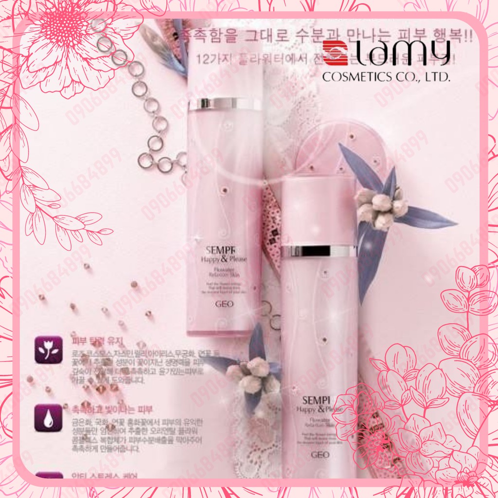 ⭐ NƯỚC HOA HỒNG DƯỠNG TRẮNG DA ⭐GEO SEMPRE HAPPY & PLEASE FLOWATER WHITENING SKIN - 145ml