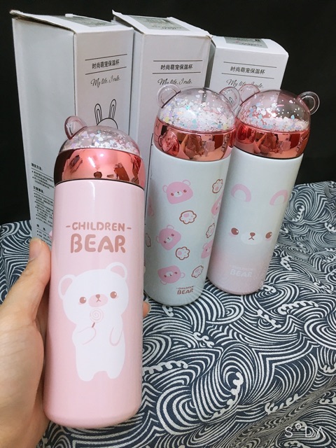 BÌNH GIỮ NHIỆT GẤU DỄ THƯƠNG - BÌNH INOX 304 CUTE - BÌNH NƯỚC CUTE TIỆN LỢI GIỮ NHIỆT 24H CỐC STARBUCKS