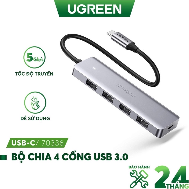 Bộ Chia Hub USB Type C Ra 4 Cổng USB 3.0 Ugreen 70336 Vỏ Nhựa