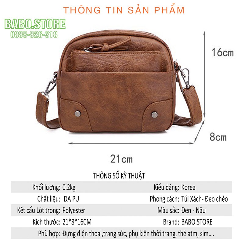 Túi xách nữ thời trang đựng điện thoại mini, túi đeo chéo nữ chống nước chất da pu phong cách hàn quốc Babo.store