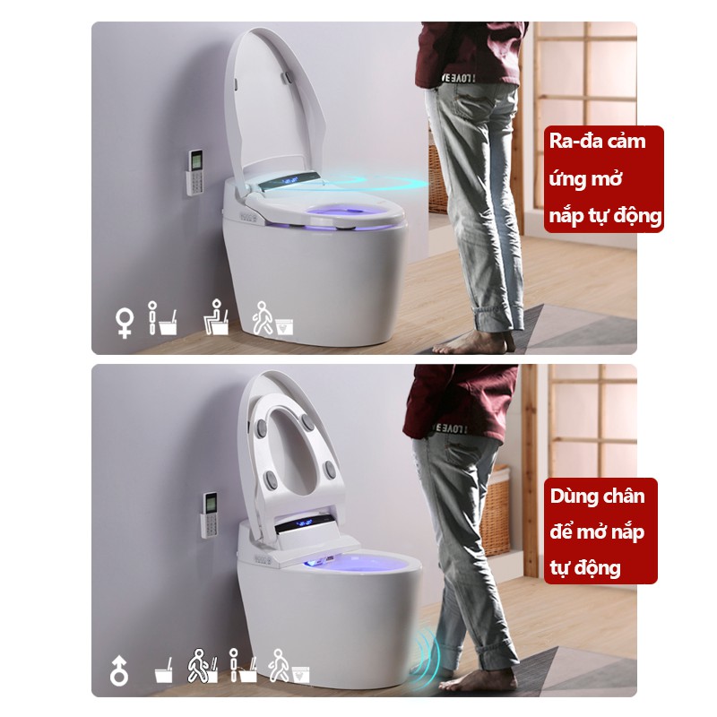 Bồn cầu thông minh toilet toa lét bệ xí bồn tiêu bồn cầu xịt nước tự động xịt rửa đa chức năng FU517*