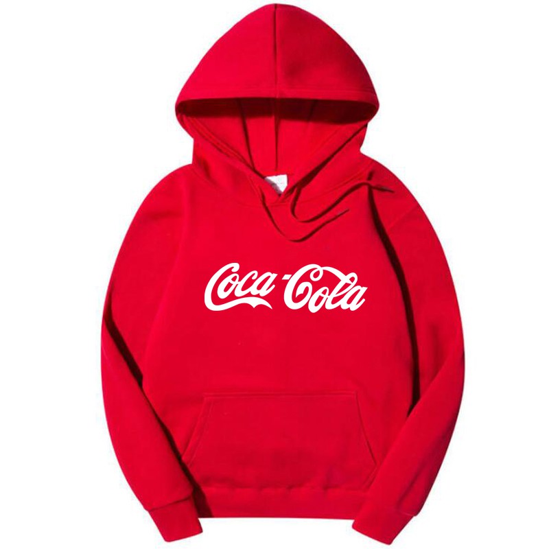 Áo Hoodie Lót Nhung Họa Tiết Coca-cola Độc Đáo Phong Cách Hồng Kông