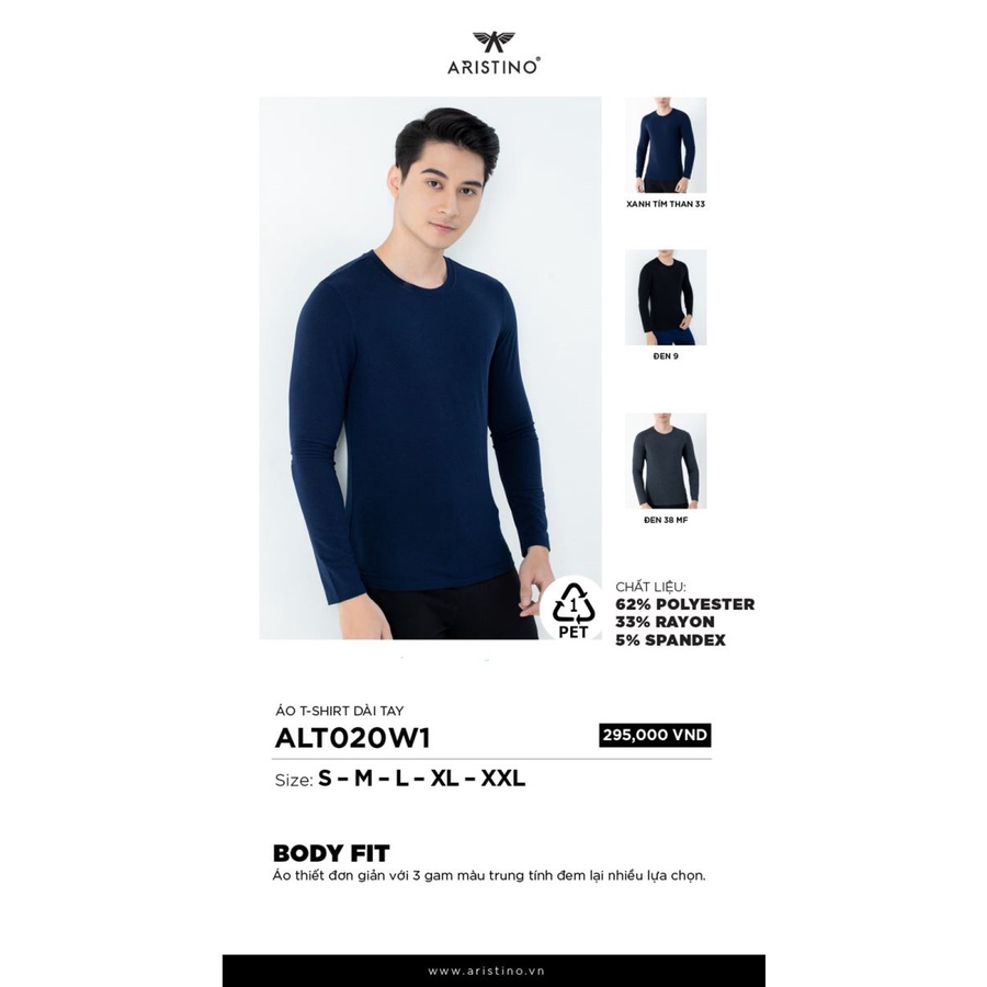 Áo giữ nhiệt  nam Aristino  cổ tròn ôm body co giãn nhẹ ALT020W1 màu tím than