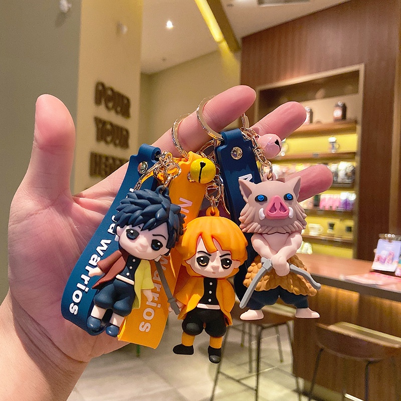 Móc Khóa Nhựa Pvc Mềm Hình Búp Bê Demon Slayer Dễ Thương