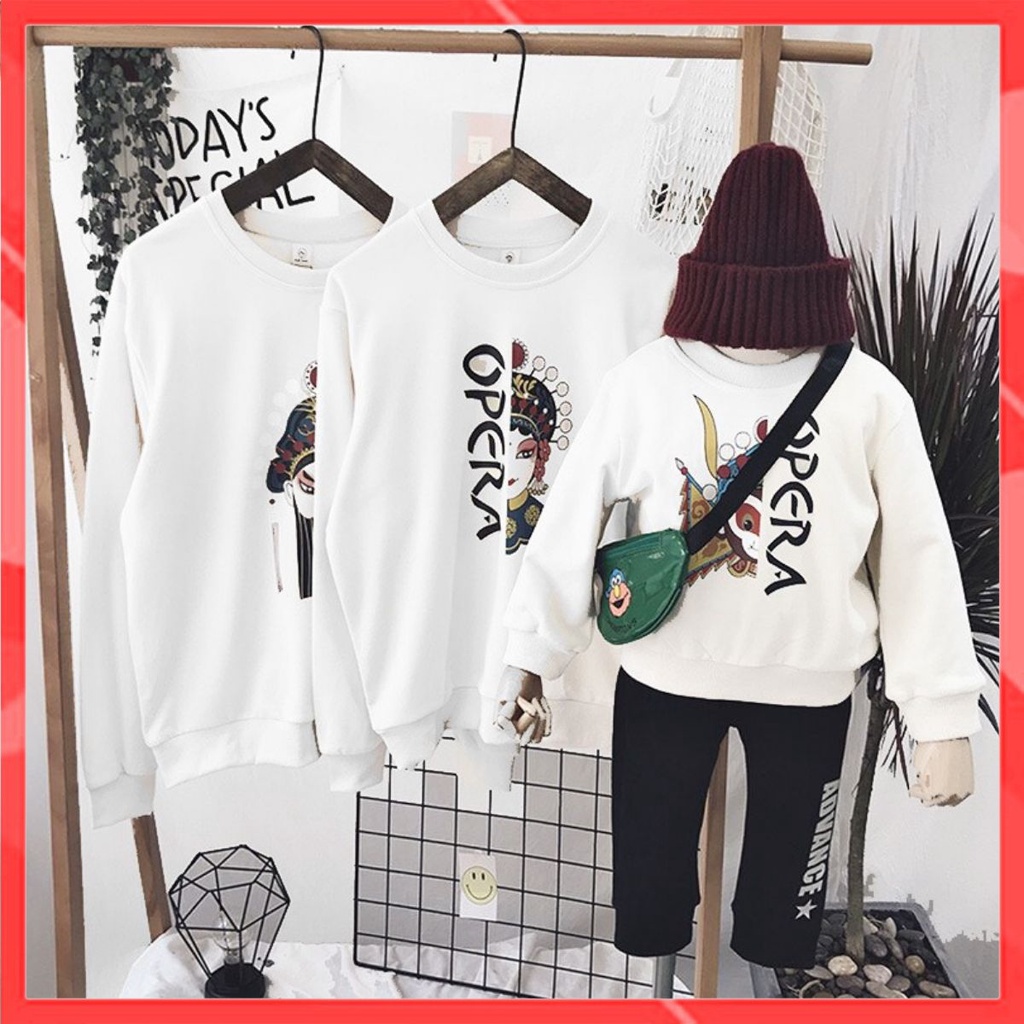Áo Hoodie Gia đình Cotton Nỉ da cá (Hình thật chất áo + Logo Thương hiệu) Họa tiết OPERA cực đẹp