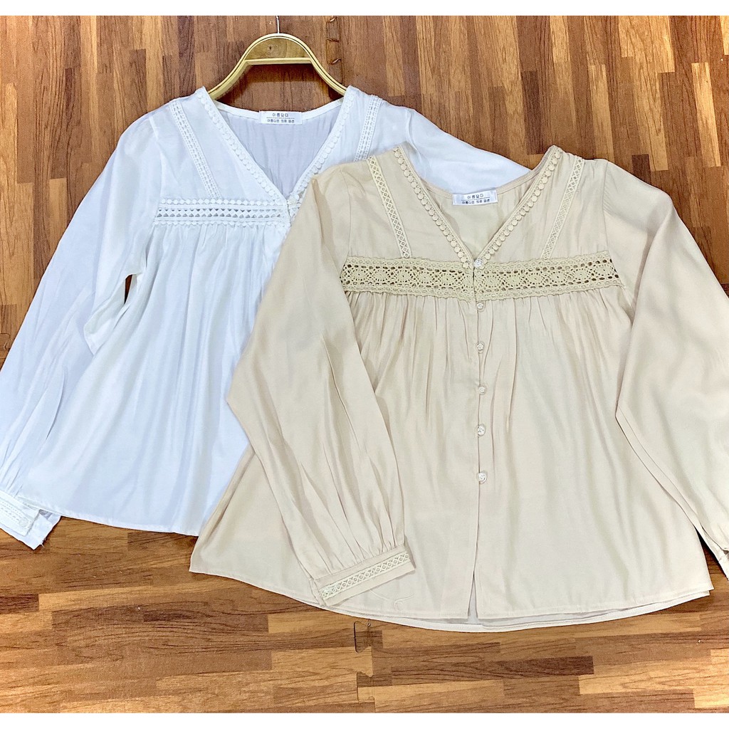 áo babydoll trắng tiểu thư hàng QC viền bèo A203,Áo sơ mi bèo babydoll viền bèo freeship50k freeship | BigBuy360 - bigbuy360.vn