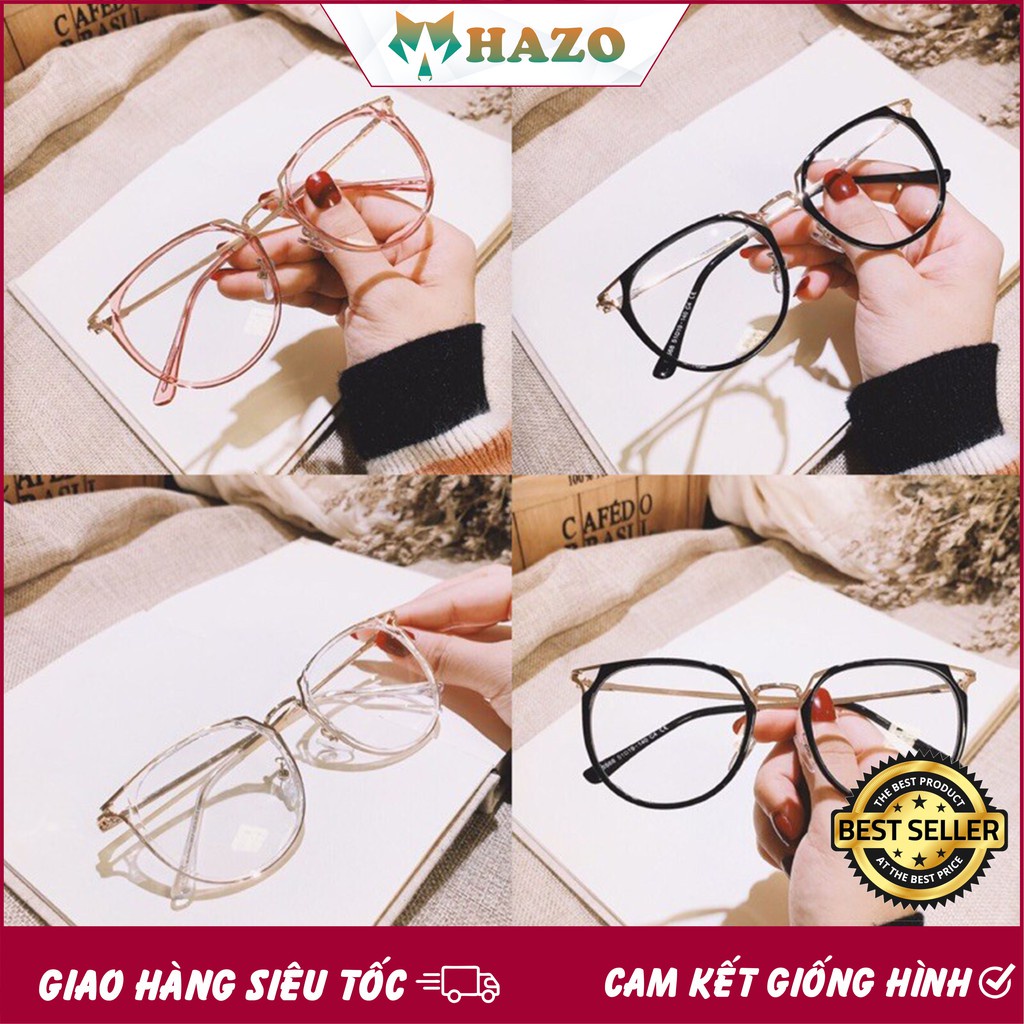 Mắt Kính Gọng Cân Form Tròn 530 Chân Kim Vàng Phong Cách Ulzzang Hot Trend - Hazo