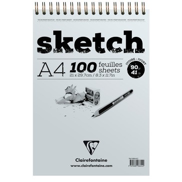[ TÂM TÂM ]-Sổ vẽ chì Clairefontaine, Sketch wirebound pad 90gam 100 sheets-
