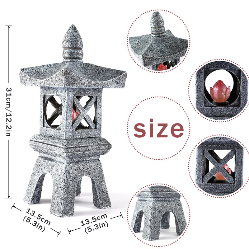 Đèn đá trang trí phong cách Nhật Bản - Chất liệu composite - Jassi Decor