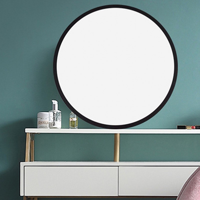 Round Mirror Wood Frame Wall Mounted Moon Mirror with Three-Color Light Home Hallway Wall Decor for Makeup LED Mirror Moon  Light