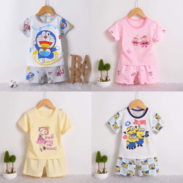 [CHỌN MẪU] BỘ COTTON XUẤT HÀN CỘC TAY CHO BÉ TRAI BÉ GÁI