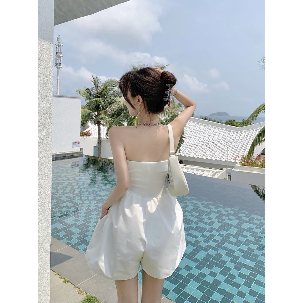 Áo liền quần đùi ống rộng lưng cao thời trang mùa hè cho nữ