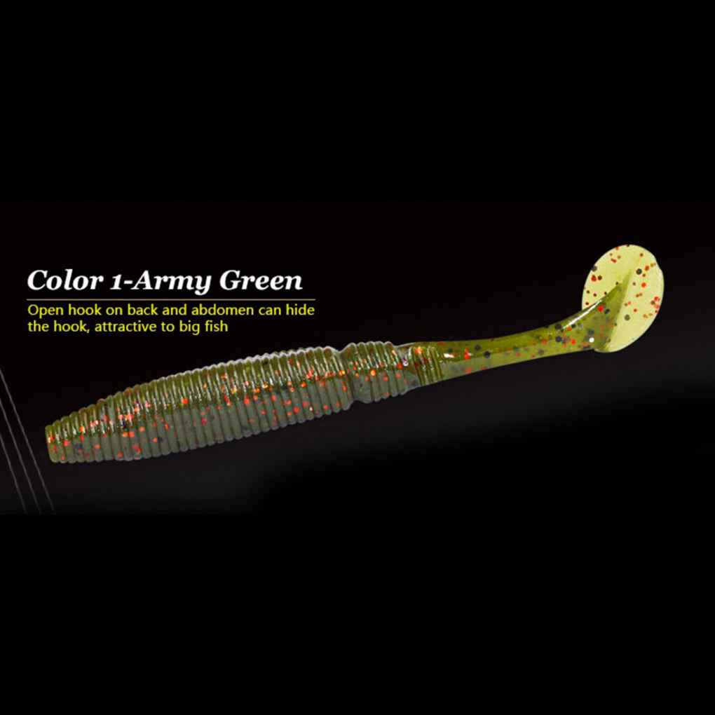 A FISH LURE 6PCS T Tail Soft Worm 75mm Paddle Tail Wobbler Fishing Lure for Bass Fishing Bait Grub Fake Swimbait