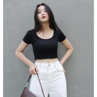 BASIC CROPTOP▪Áo croptop cổ tròn cuốn biên