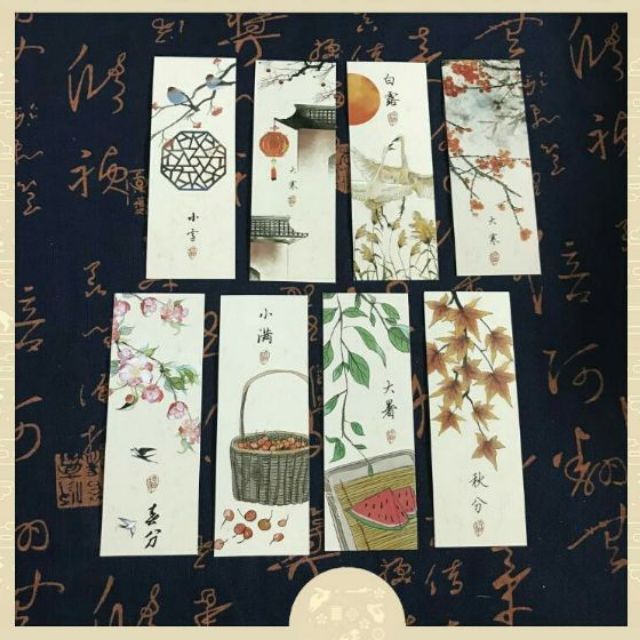 Bookmark 24 tiết khí thẻ kẹp đánh dấu sách cổ phong