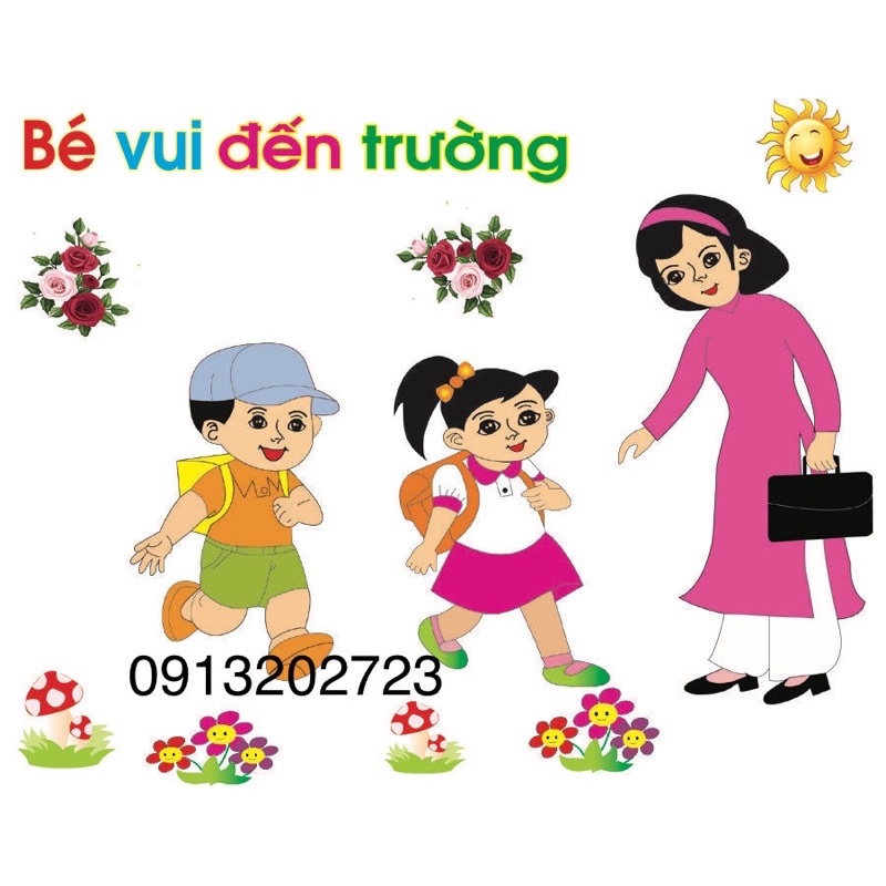 tranh góc bé vui đến trường