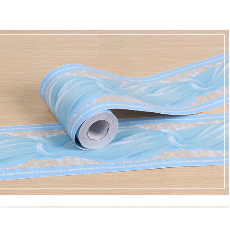 Cuộn 10m len dán viền tường keo sẵn xoắn lụa xanh keo sẵn (cao 10cm)