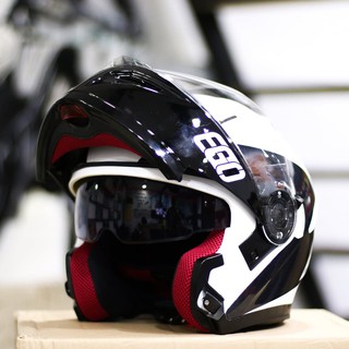 [NHẬP KHẨU] MŨ BẢO HIỂM FULLFACE LẬT HÀM EGO E-9 2 KÍNH ĐEN TRẮNG