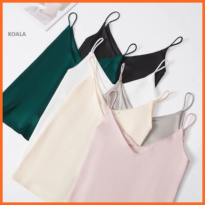 Áo 2 dây lụa hàn cao cấp KOALA, áo lụa 2 dây Vintage siêu xinh - HD04