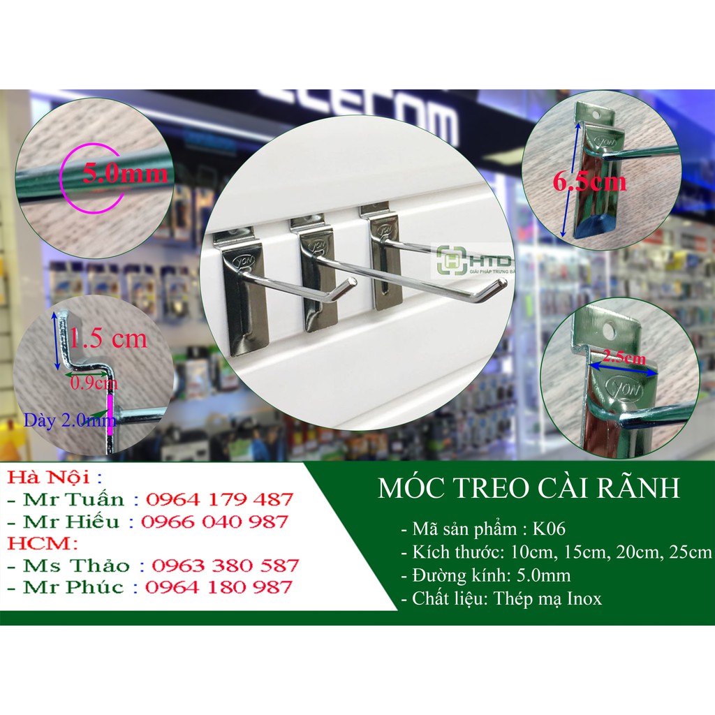 Tấm rãnh nhựa PVC treo hàng trưng bày