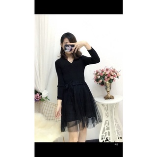 Đầm len phối ren chốt live (2c)