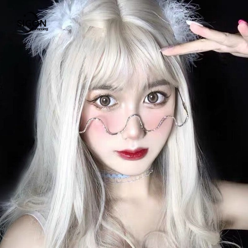 Mắt Kính Gợn Sóng Đính Kim Cương Giả Cá Tính Cho Khiêu Vũ Catwalk
