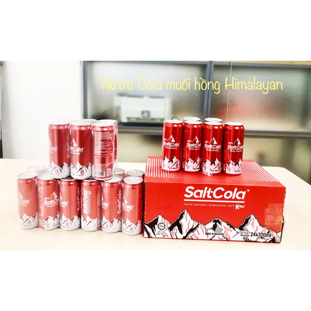 [Hàng nhập khẩu][Tặng 2 gói kẹo]Thùng 24 lon nước giải khát có gas Salt-Cola muối hồng Himalayan 320ml