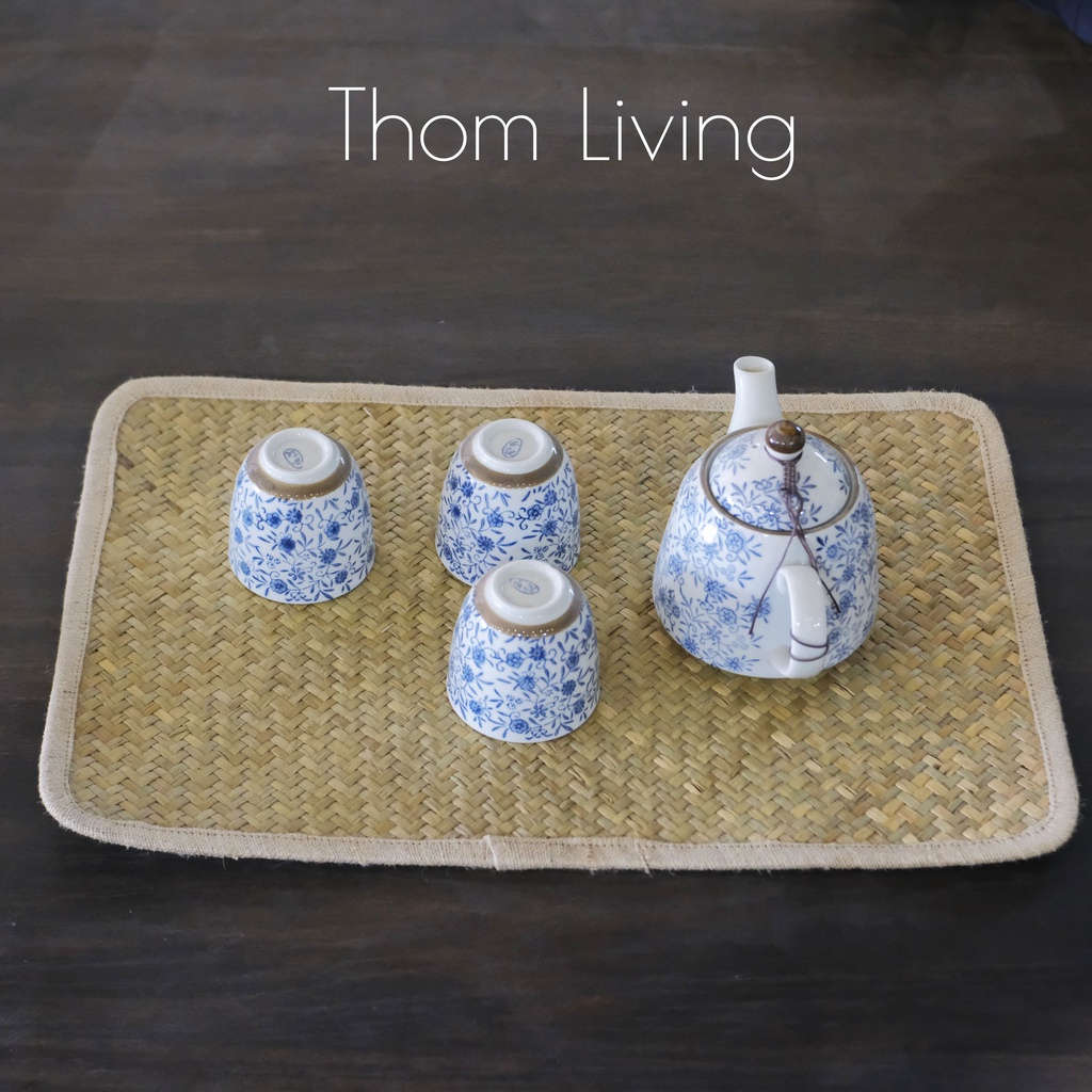 Lót bàn ăn cỏ bàng viền vải bố kích thước 45x30